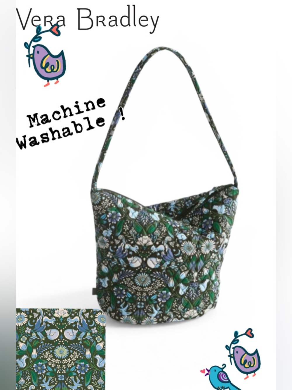 🌸Vera Bradley Slouchy Bucket Shoulder Bag